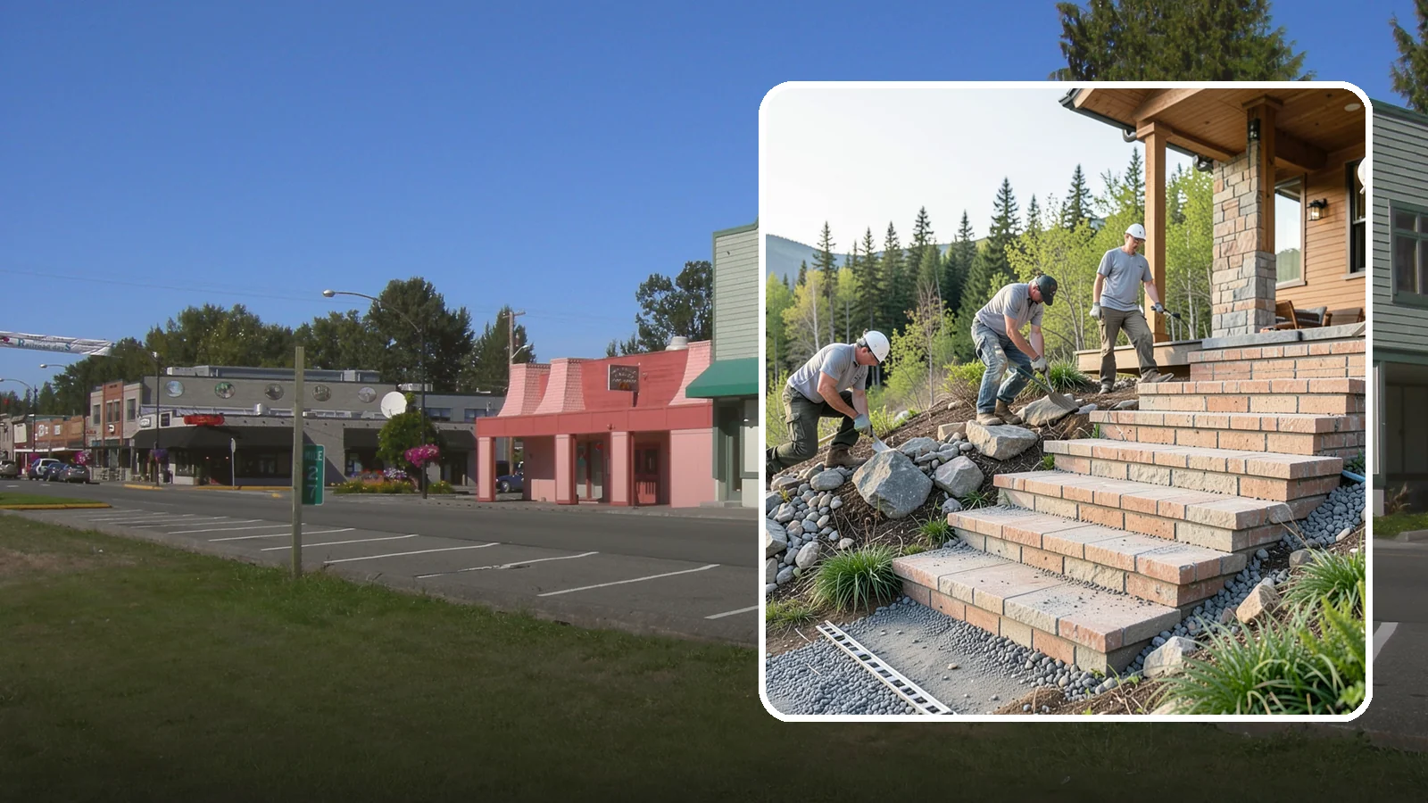 Stone Steps Construction in Snoqualmie, King County, WA - Setting natural stone steps that bring rugged Northwest character and lasting strength to your landscape or entry.