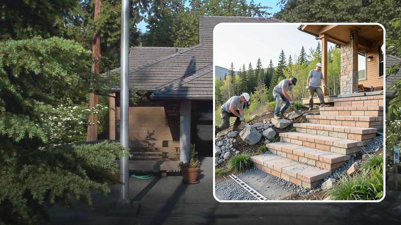 Stone Steps Construction in Yarrow Point, King County, WA - Setting natural stone steps that bring rugged Northwest character and lasting strength to your landscape or entry.