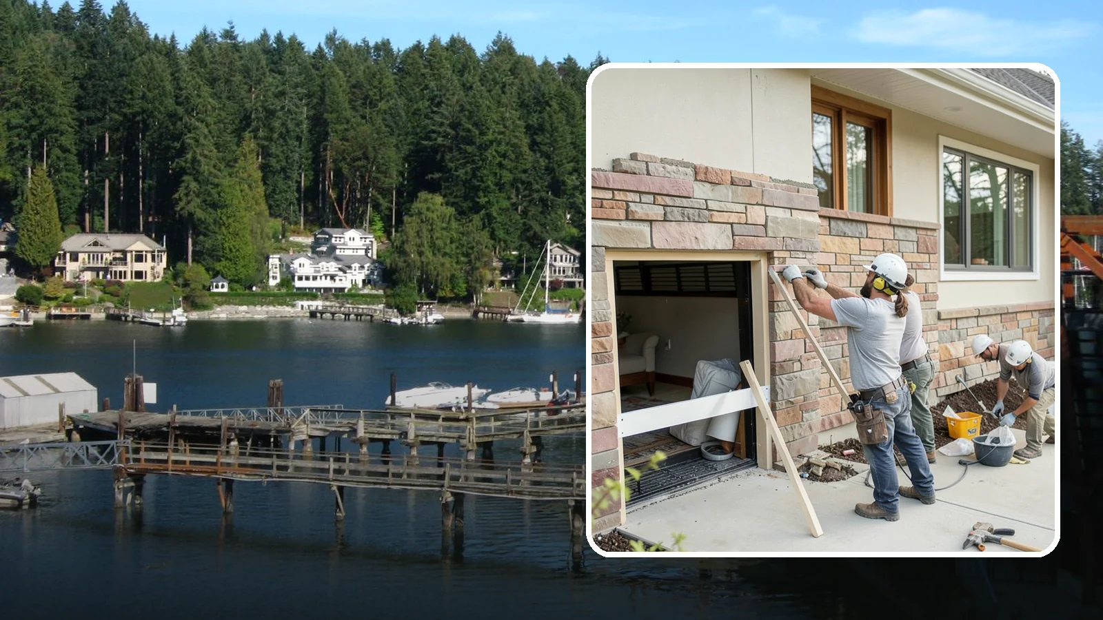 Stone Veneer Installation in Gig Harbor, Pierce County, WA - Manufactured or natural stone veneer that adds rugged character to facades, entries, and fireplaces.