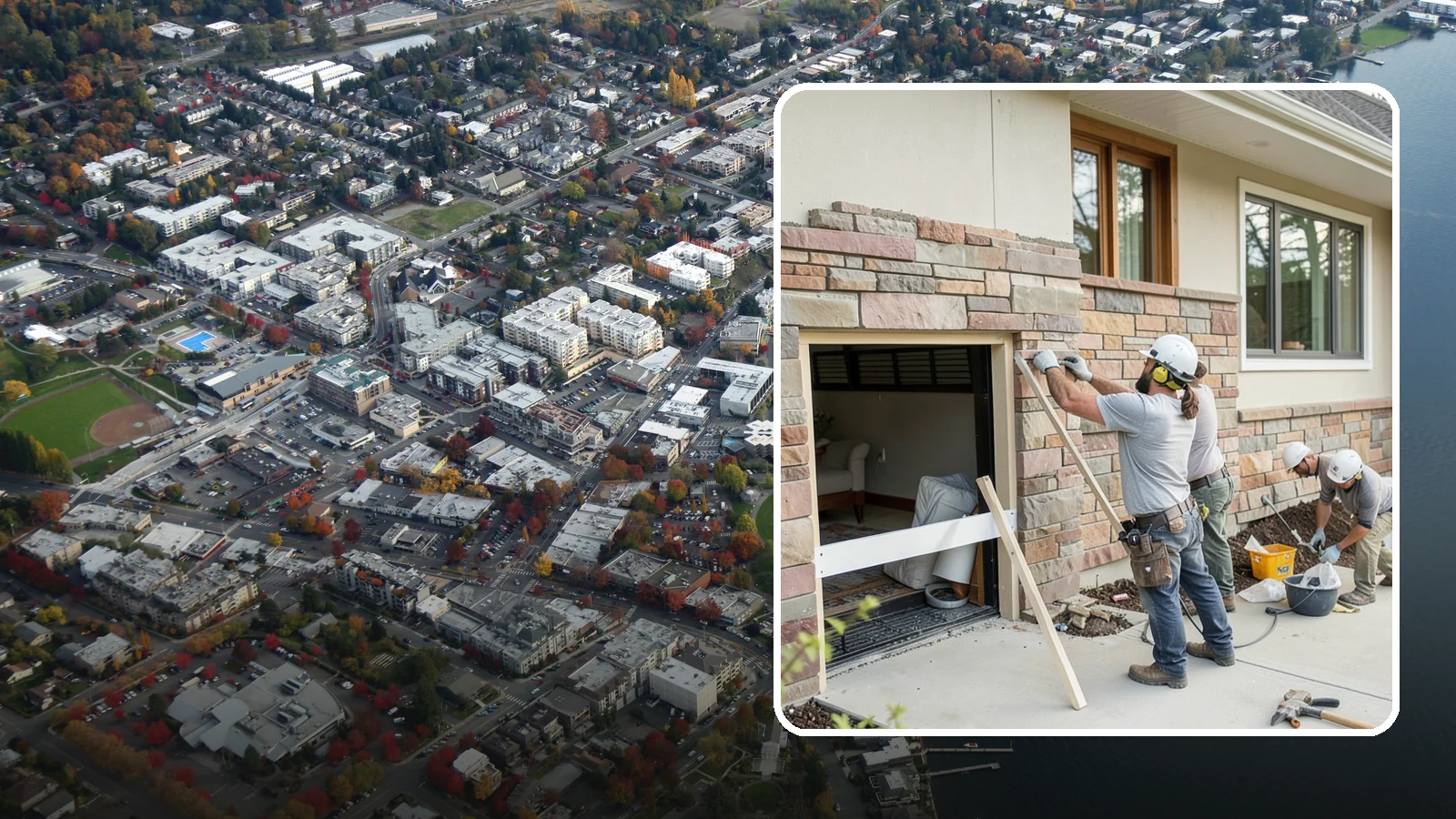 Stone Veneer Installation in Kirkland, King County, WA - Manufactured or natural stone veneer that adds rugged character to facades, entries, and fireplaces.