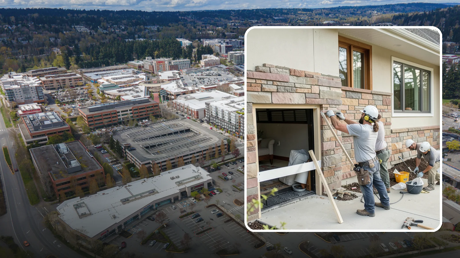 Stone Veneer Installation in Redmond, King County, WA - Manufactured or natural stone veneer that adds rugged character to facades, entries, and fireplaces.