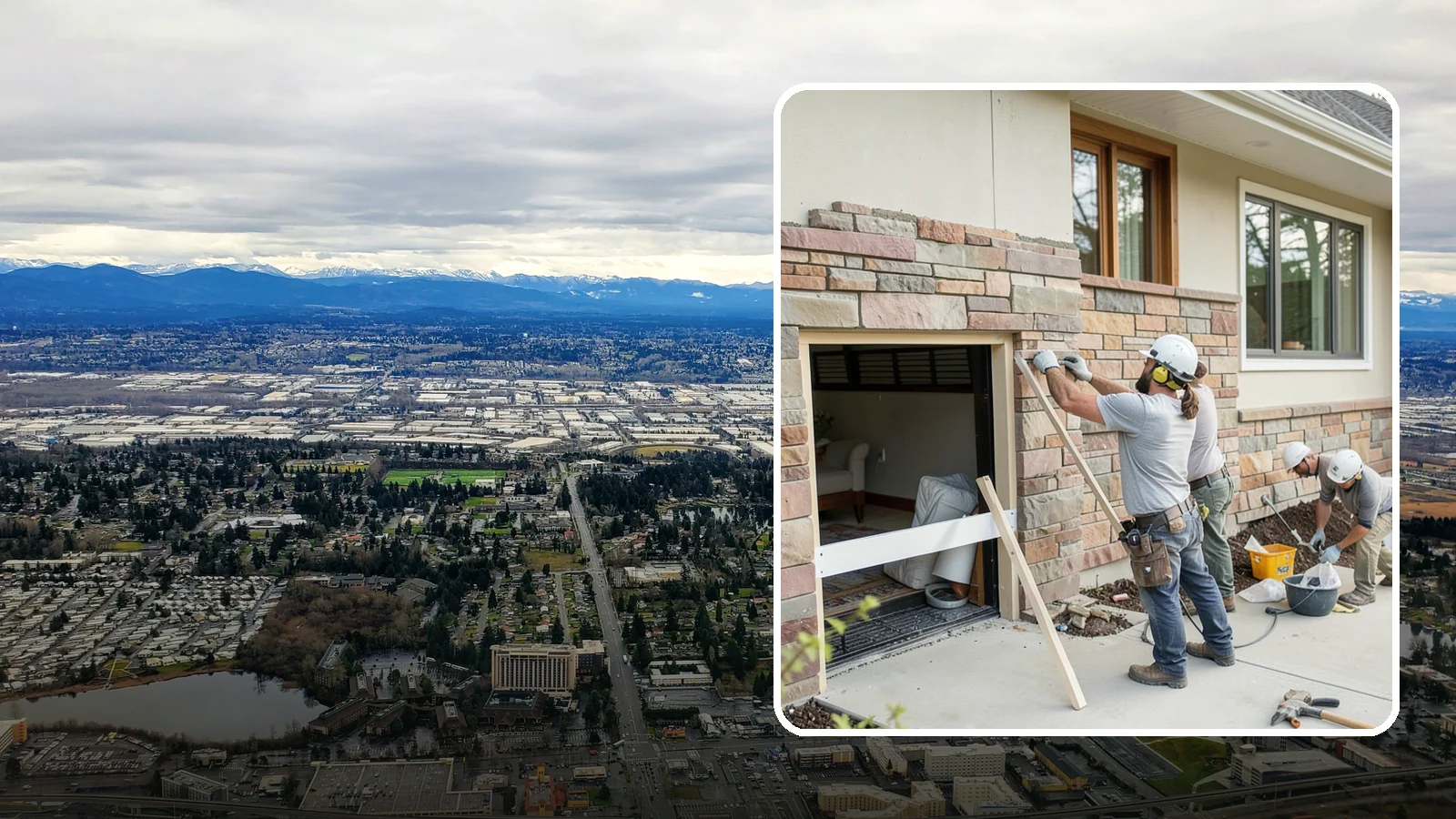 Stone Veneer Installation in SeaTac, King County, WA - Manufactured or natural stone veneer that adds rugged character to facades, entries, and fireplaces.
