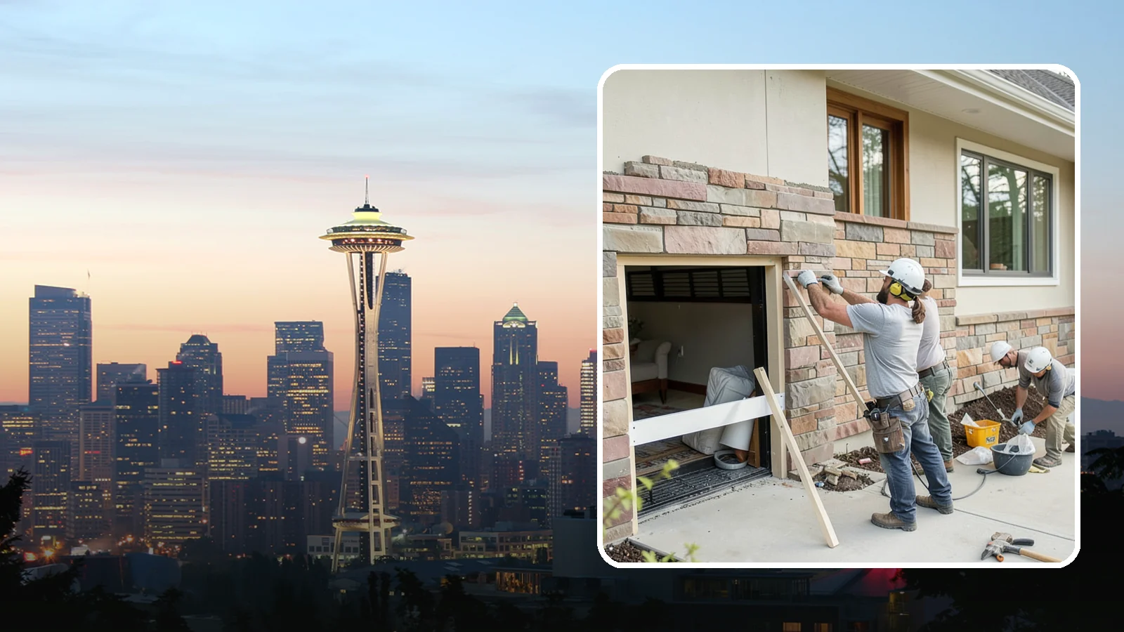 Stone Veneer Installation in Seattle, King County, WA - Manufactured or natural stone veneer that adds rugged character to facades, entries, and fireplaces.