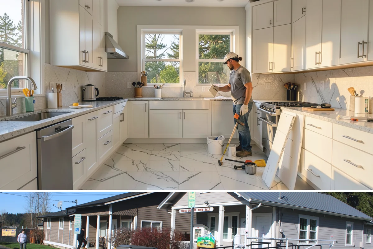 Stone Veneer Installation in South Prairie, Pierce County, WA - Exterior stone veneer sets best in the drier months, while interior work proceeds year-round.