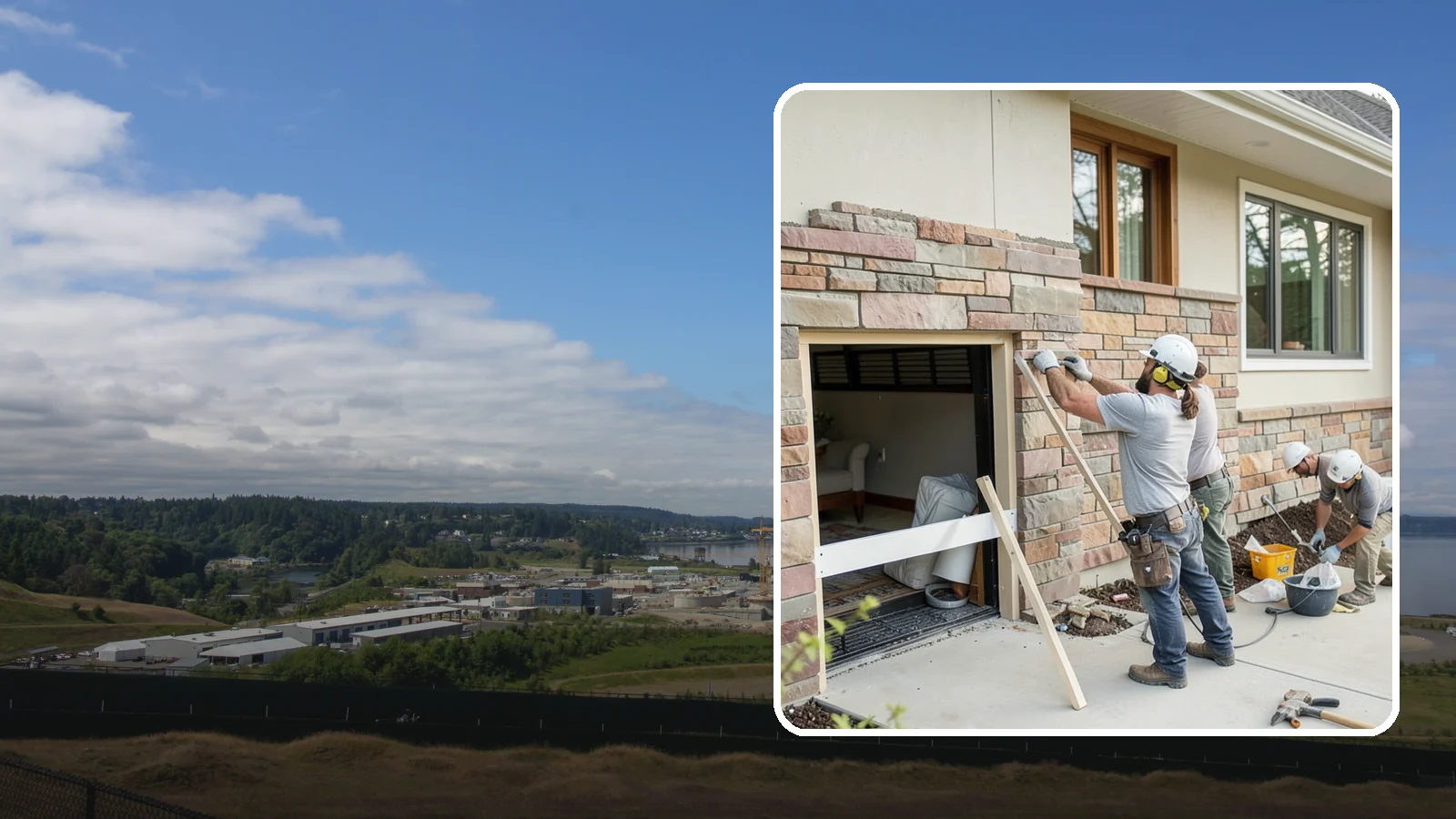 Stone Veneer Installation in University Place, Pierce County, WA - Manufactured or natural stone veneer that adds rugged character to facades, entries, and fireplaces.