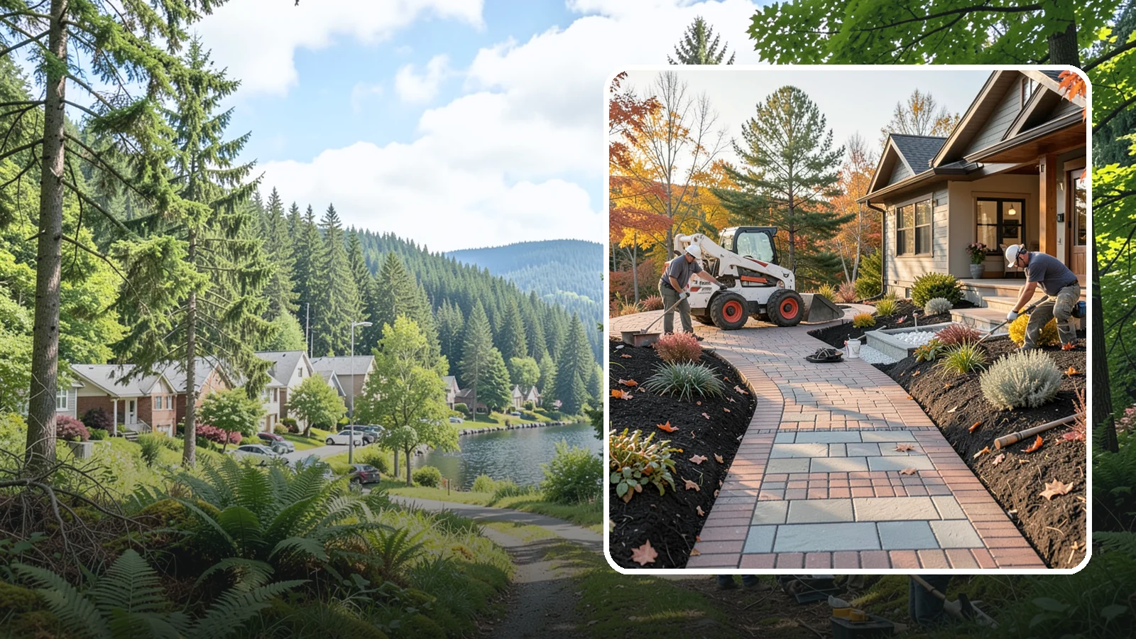 Stone Walkway Installation in Lake Forest Park, King County, WA - Building a natural stone walkway that adds organic beauty and a solid, non-slip path through your landscape.