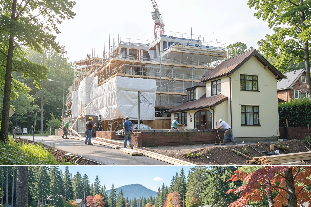 Stone Wall Construction in Covington, King County, WA - We build stone walls in the drier months so mortar and footings set without rain disruption.