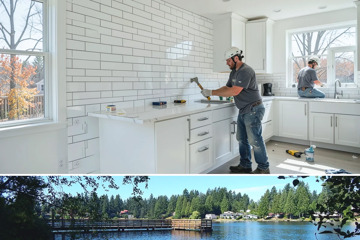 Stone Wall Construction in Federal Way, King County, WA - We build stone walls in the drier months so mortar and footings set without rain disruption.