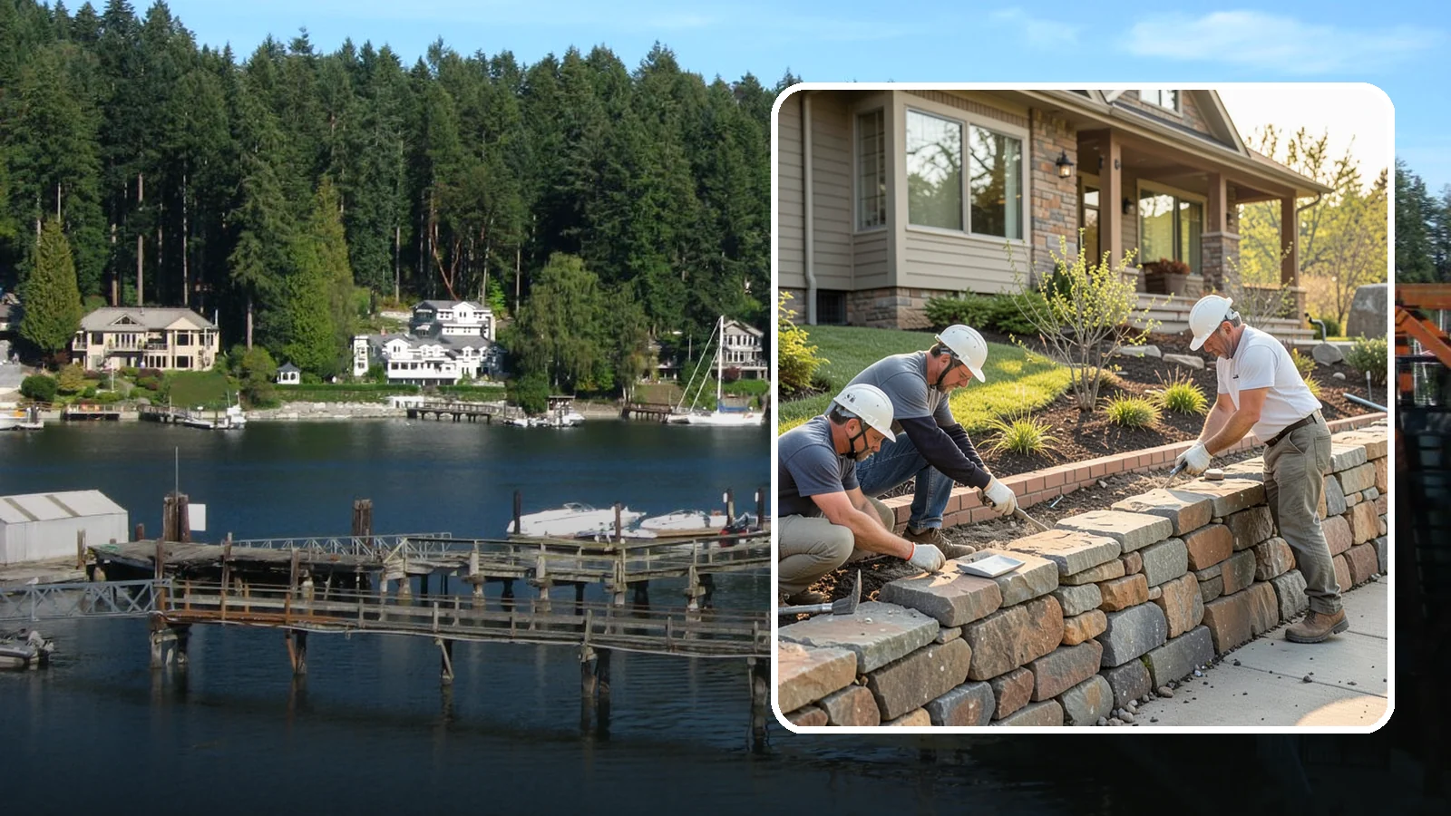 Stone Wall Construction in Gig Harbor, Pierce County, WA - Handcrafted stone walls, freestanding or retaining, that add permanence and beauty to your landscape.