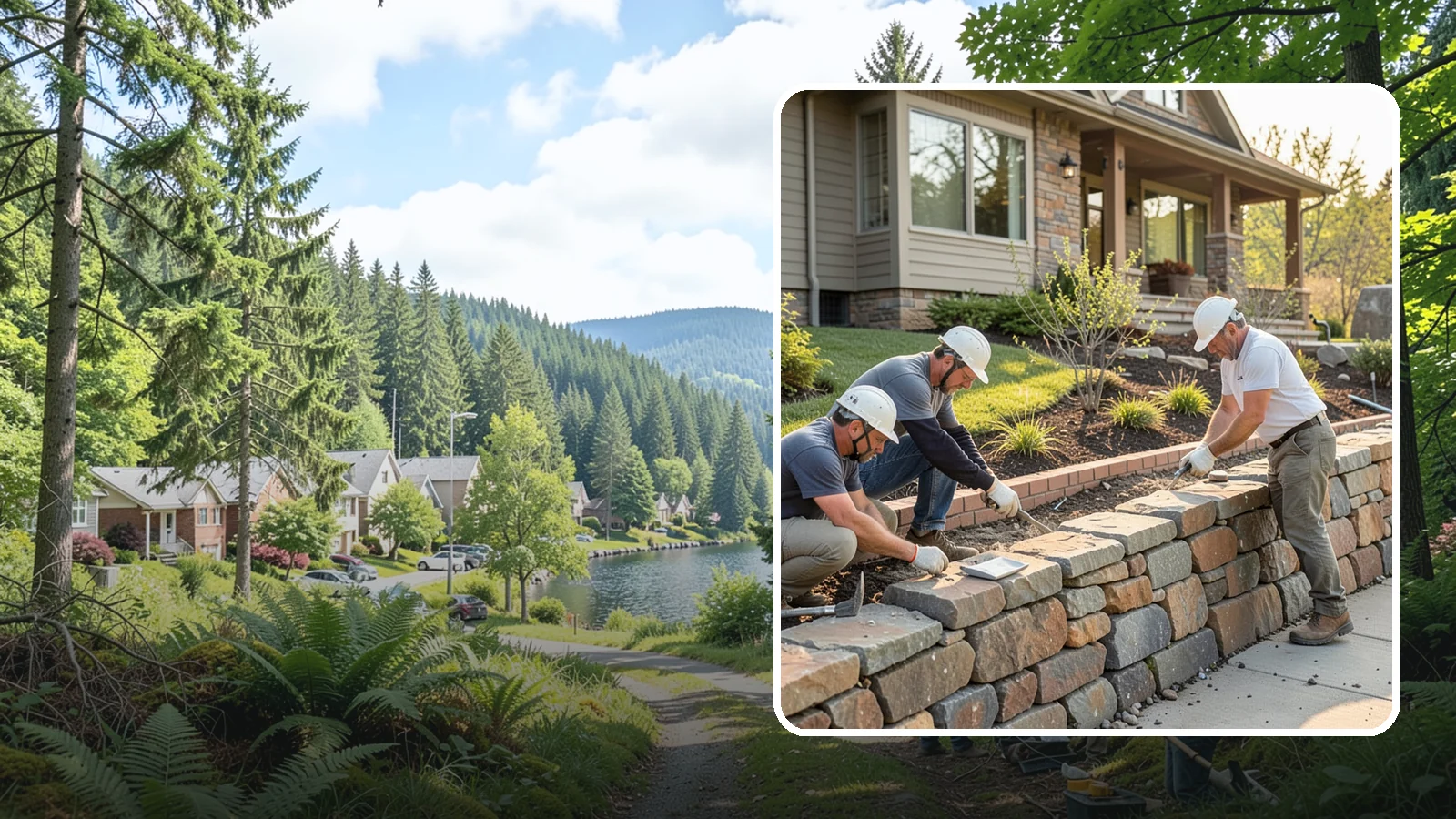 Stone Wall Construction in Lake Forest Park, King County, WA - Handcrafted stone walls, freestanding or retaining, that add permanence and beauty to your landscape.