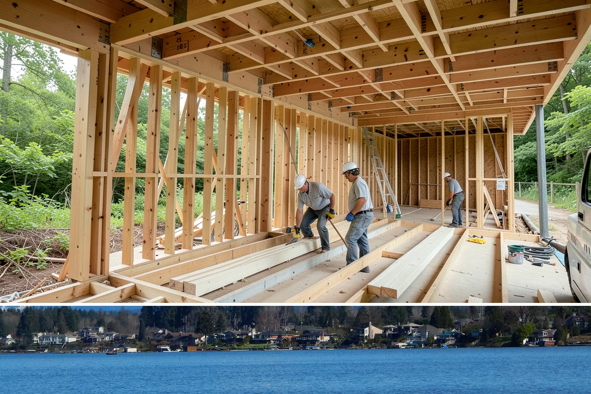 Stone Wall Construction in Lake Stevens, Snohomish County, WA - We build stone walls in the drier months so mortar and footings set without rain disruption.