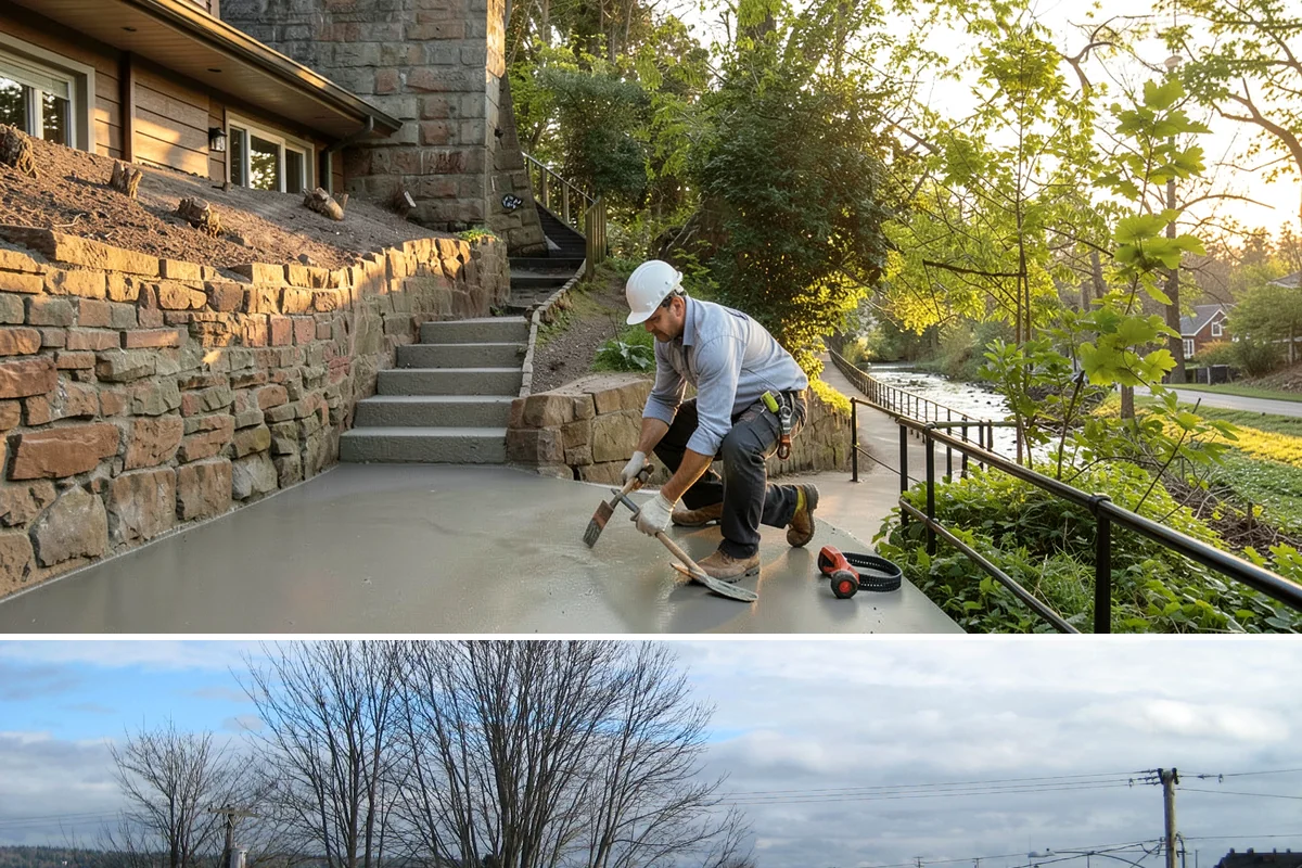 Stone Wall Construction in Langley, Island County, WA - We build stone walls in the drier months so mortar and footings set without rain disruption.