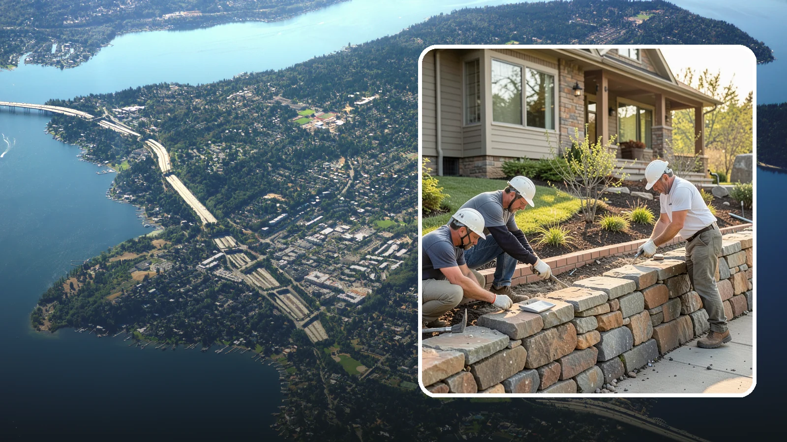 Stone Wall Construction in Mercer Island, King County, WA - Handcrafted stone walls, freestanding or retaining, that add permanence and beauty to your landscape.
