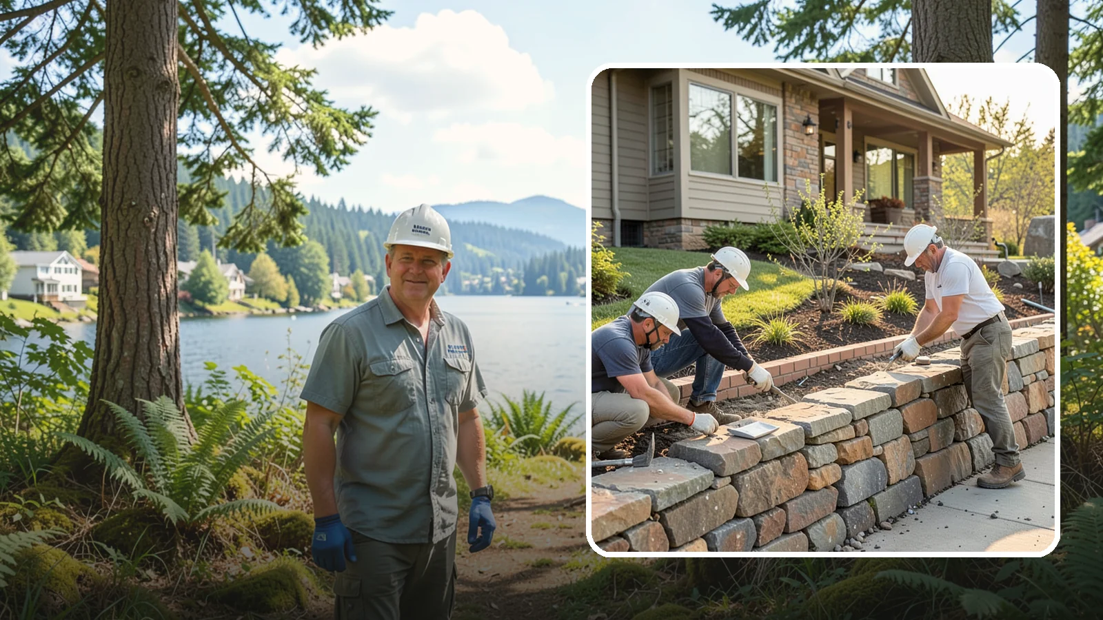 Stone Wall Construction in Milton, King County, WA - Handcrafted stone walls, freestanding or retaining, that add permanence and beauty to your landscape.