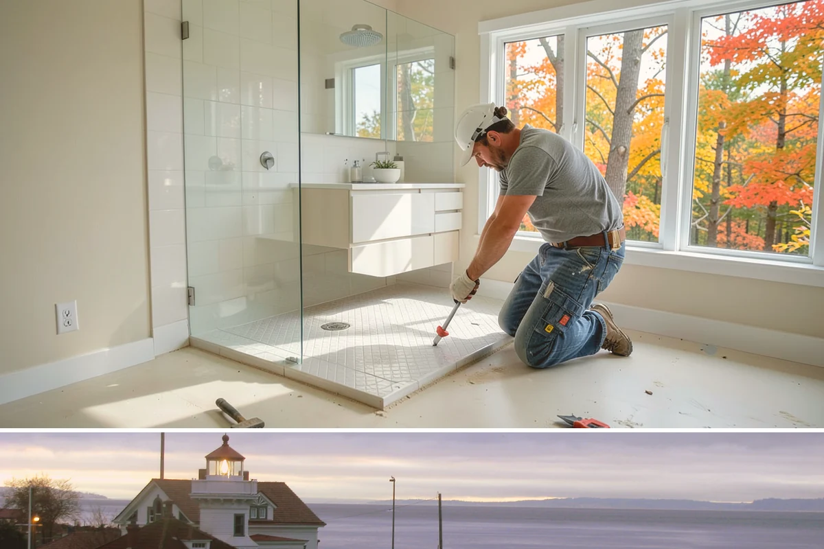 Stone Wall Construction in Mukilteo, Snohomish County, WA - We build stone walls in the drier months so mortar and footings set without rain disruption.