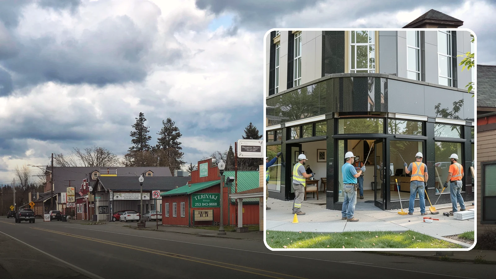 Storefront Construction in Roy, Pierce County, WA - Design and construction of commercial storefronts, entrances, and glazing systems.