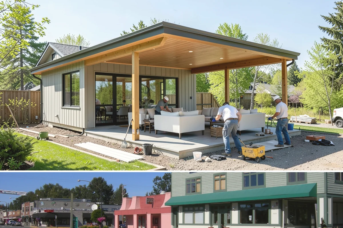 Storefront Construction in Snoqualmie, King County, WA - We schedule storefront glazing and sealing for dry weather to ensure clean, weather-tight installations.