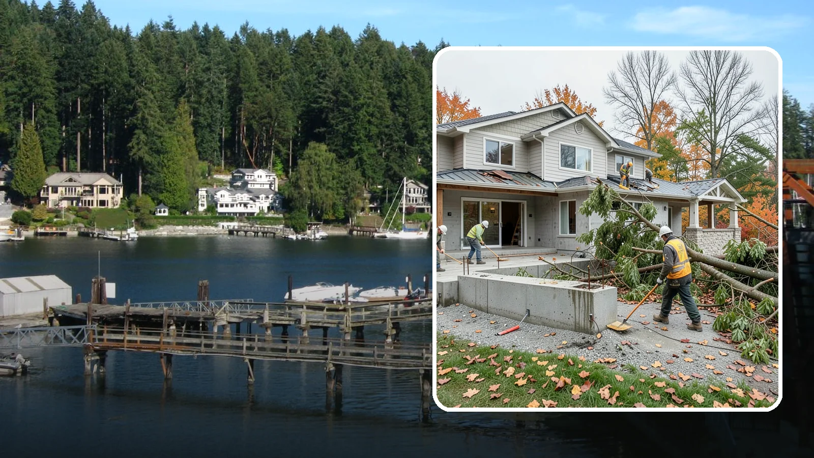 Storm Damage Repair in Gig Harbor, Pierce County, WA - Fast storm damage repair for the wind, rain, and fallen-tree harm PNW storms bring.