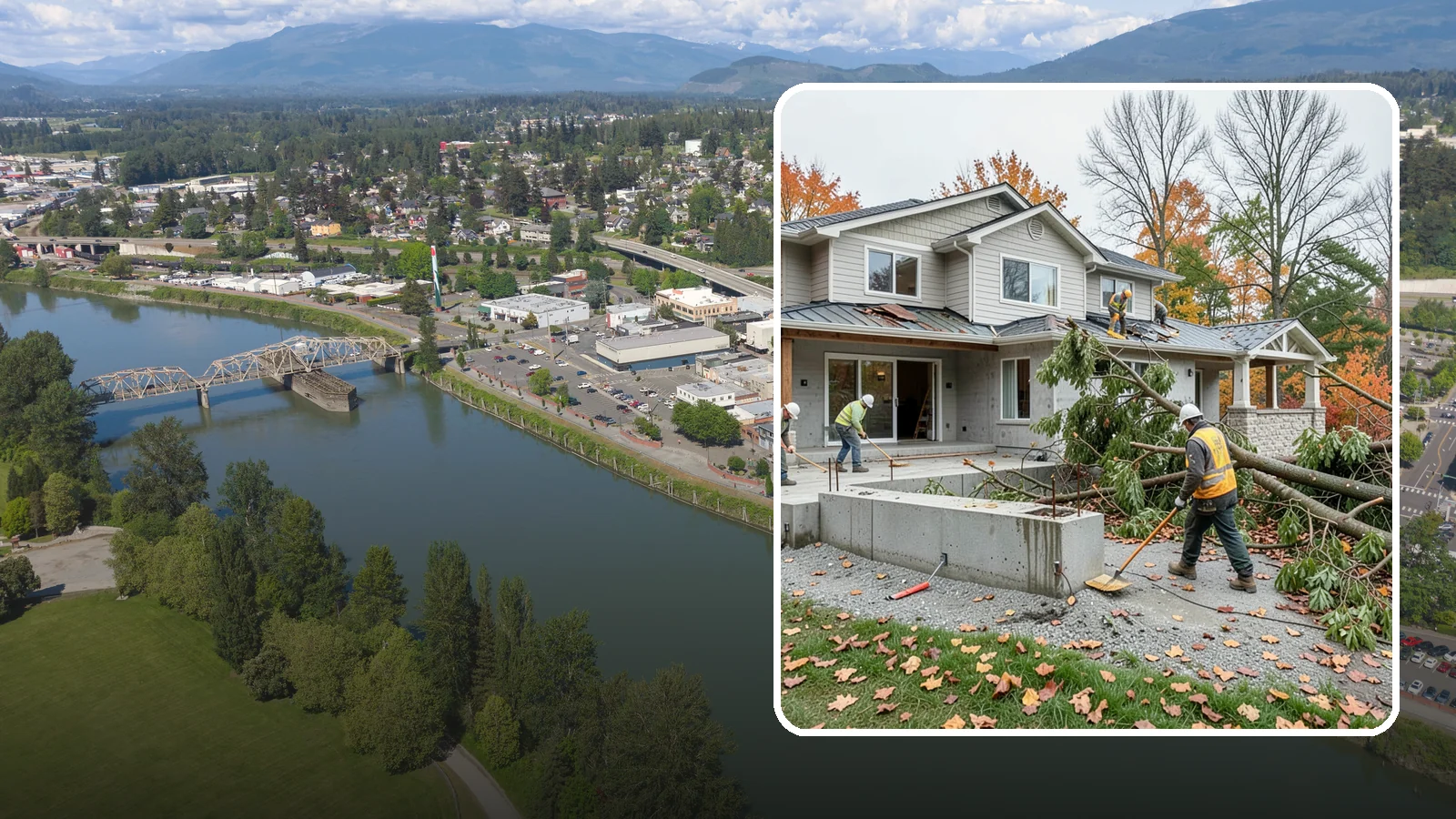 Storm Damage Repair in Mount Vernon, Skagit County, WA - Fast storm damage repair for the wind, rain, and fallen-tree harm PNW storms bring.