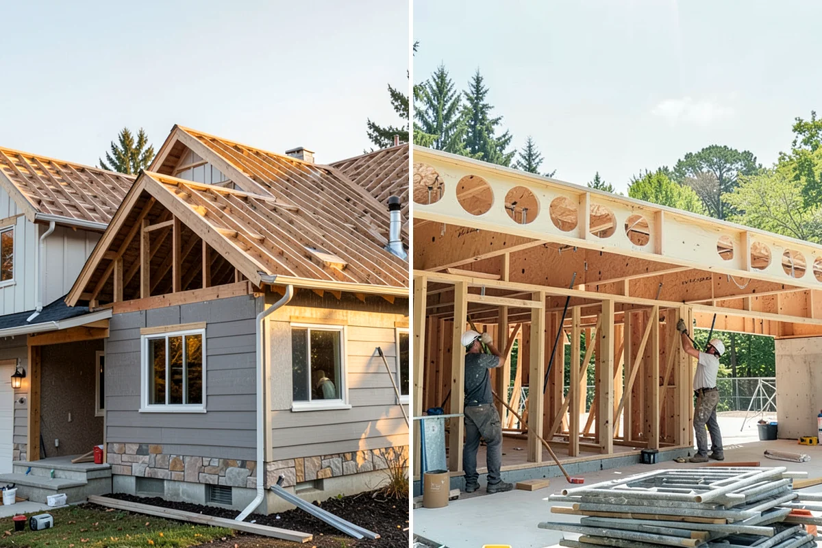 Structural Framing in Concrete, Skagit County, WA - Study the engineered plans and stage lumber and steel by phase
