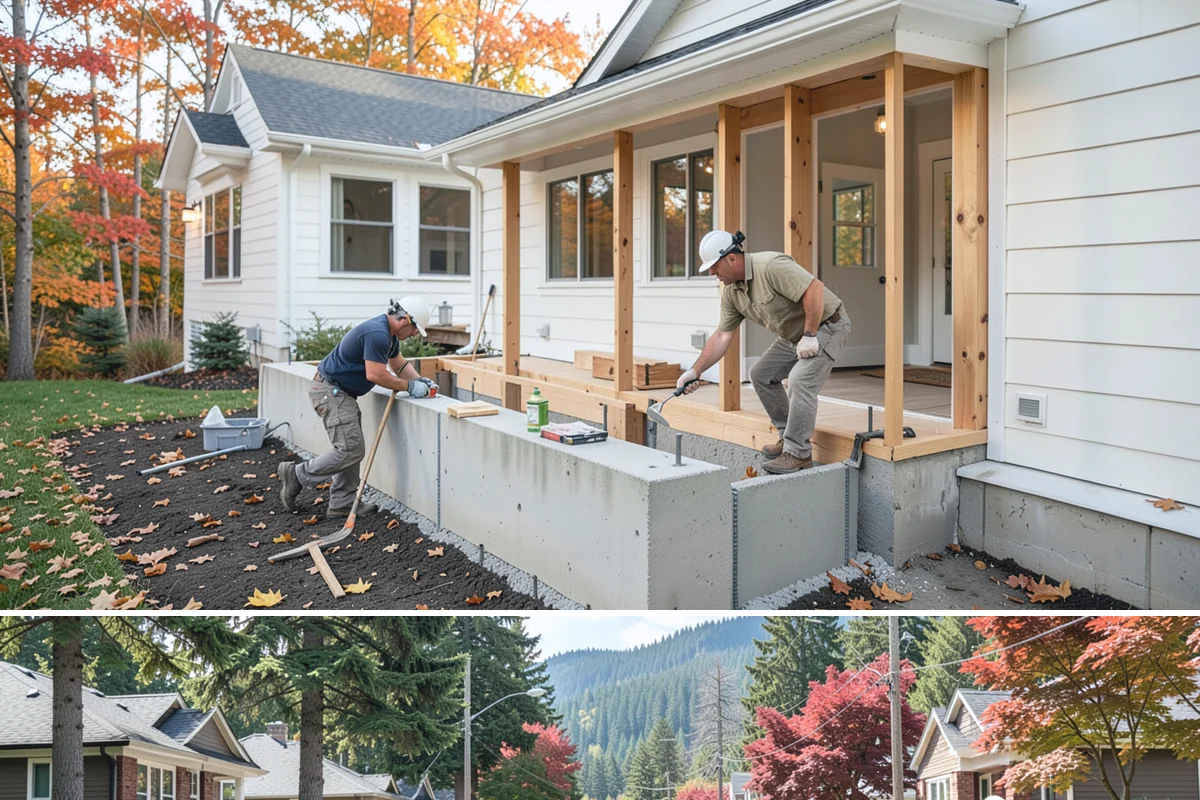 Subfloor Installation in Hunts Point, King County, WA - Subfloor goes down promptly after framing