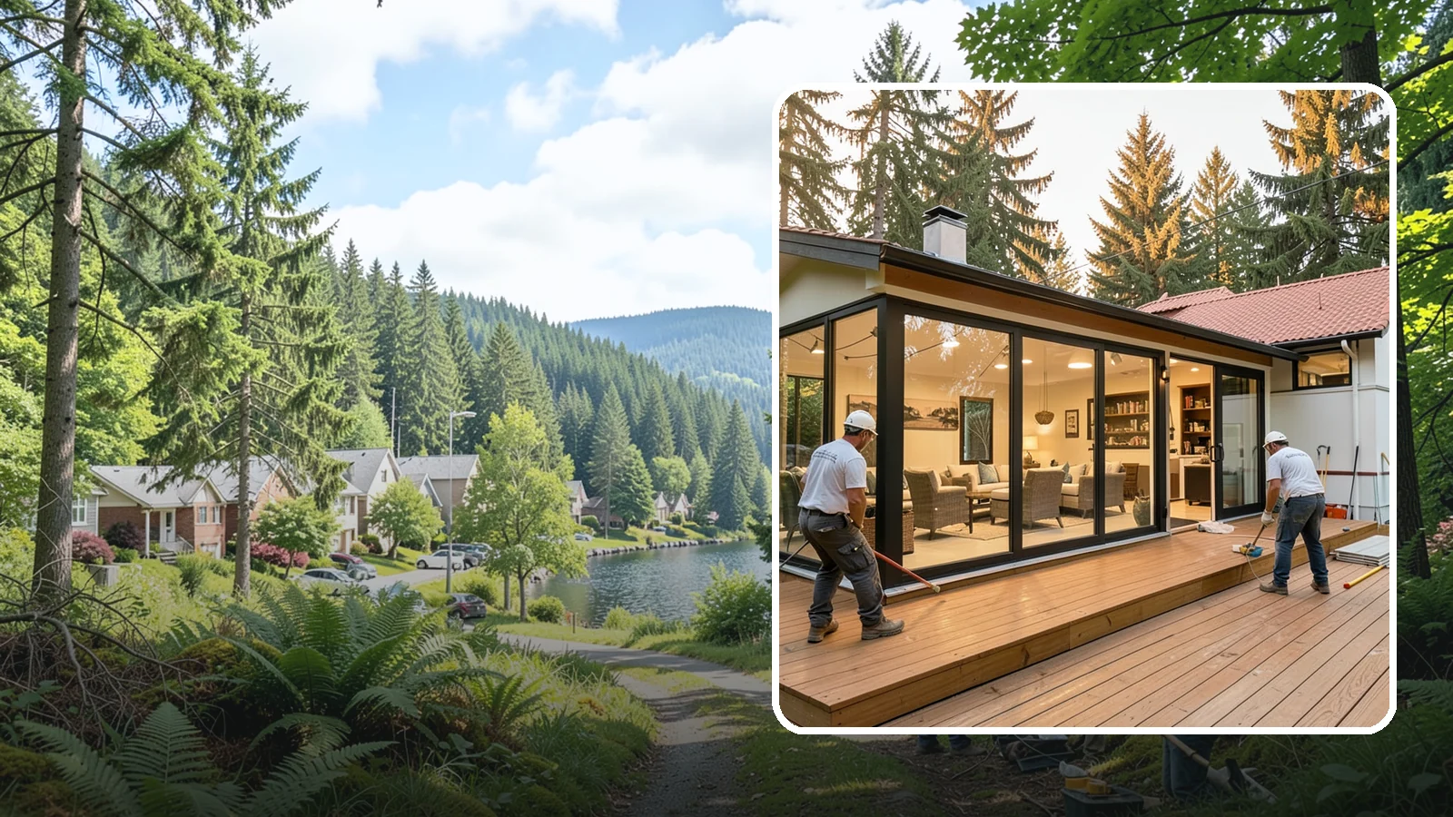 Sunroom Addition in Lake Forest Park, King County, WA - A sunroom addition creates a bright, glass-walled room that lets you enjoy the outdoors while staying dry.