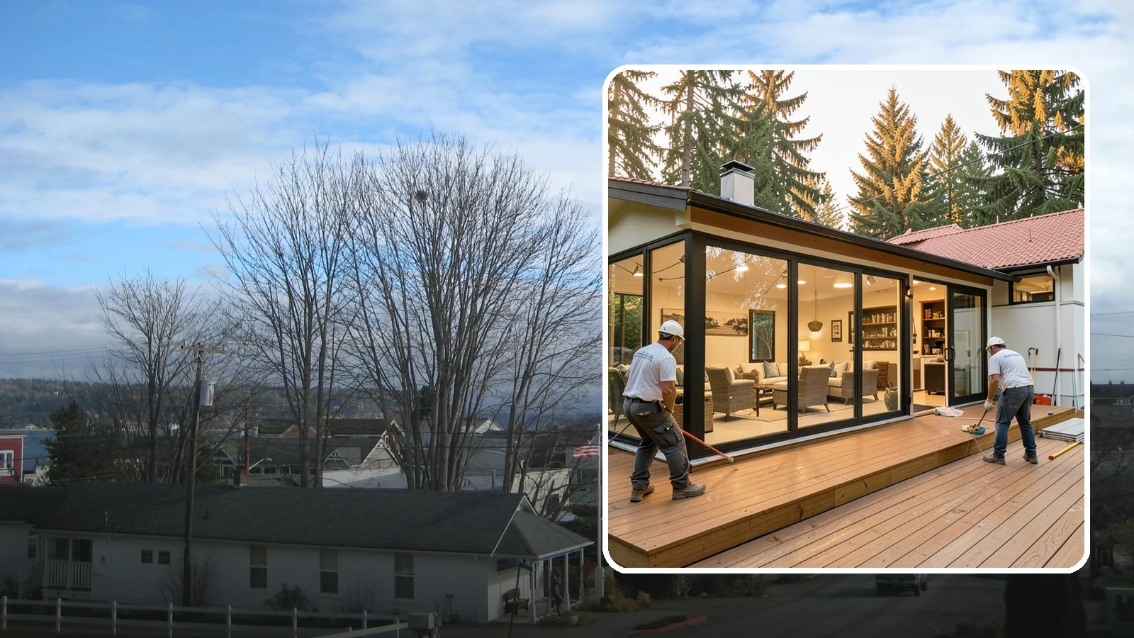 Sunroom Addition in Langley, Island County, WA - A sunroom addition creates a bright, glass-walled room that lets you enjoy the outdoors while staying dry.