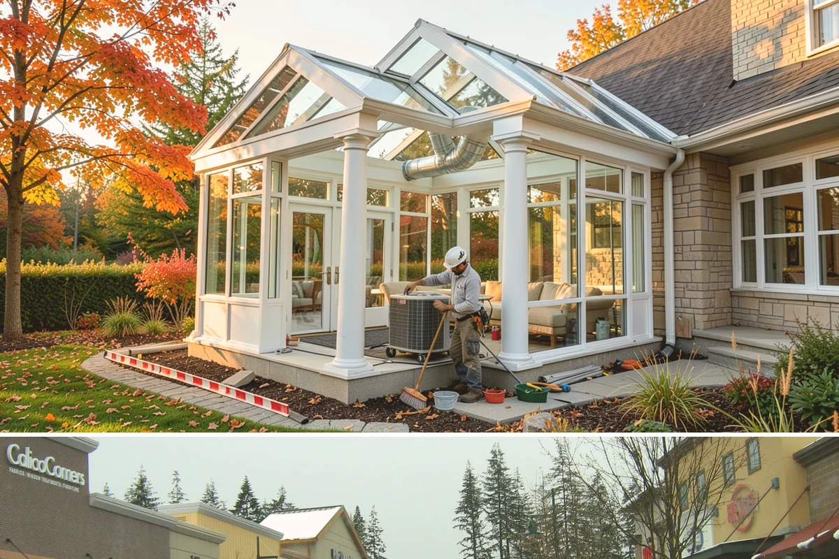 Sunroom Addition in Mill Creek, Snohomish County, WA - Late spring and summer are ideal for building the enclosure so it is sealed and ready before autumn rains arrive.