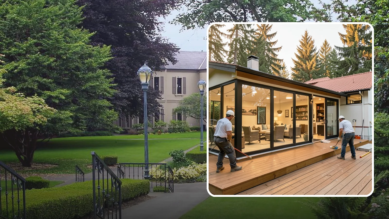 Sunroom Addition in Woodinville, King County, WA - A sunroom addition creates a bright, glass-walled room that lets you enjoy the outdoors while staying dry.