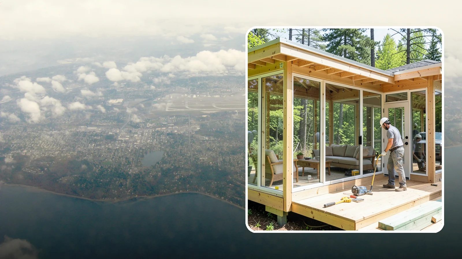 Sunroom Construction in Burien, King County, WA - A glass-walled room addition that brings natural light and outdoor views indoors.