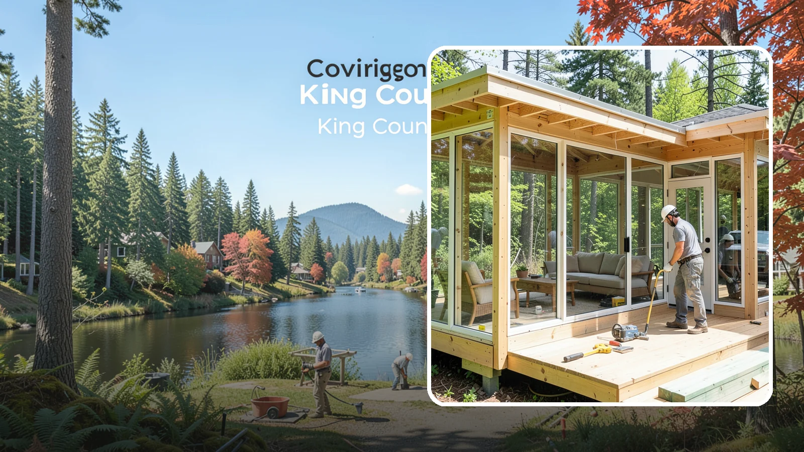 Sunroom Construction in Covington, King County, WA - A glass-walled room addition that brings natural light and outdoor views indoors.