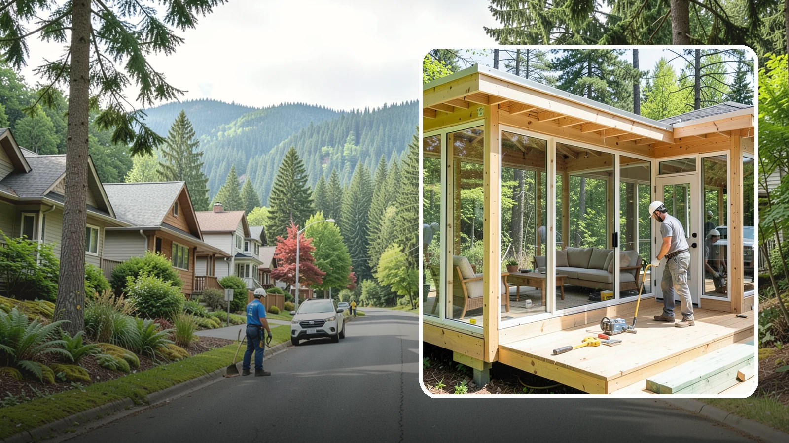 Sunroom Construction in Darrington, Snohomish County, WA - A glass-walled room addition that brings natural light and outdoor views indoors.