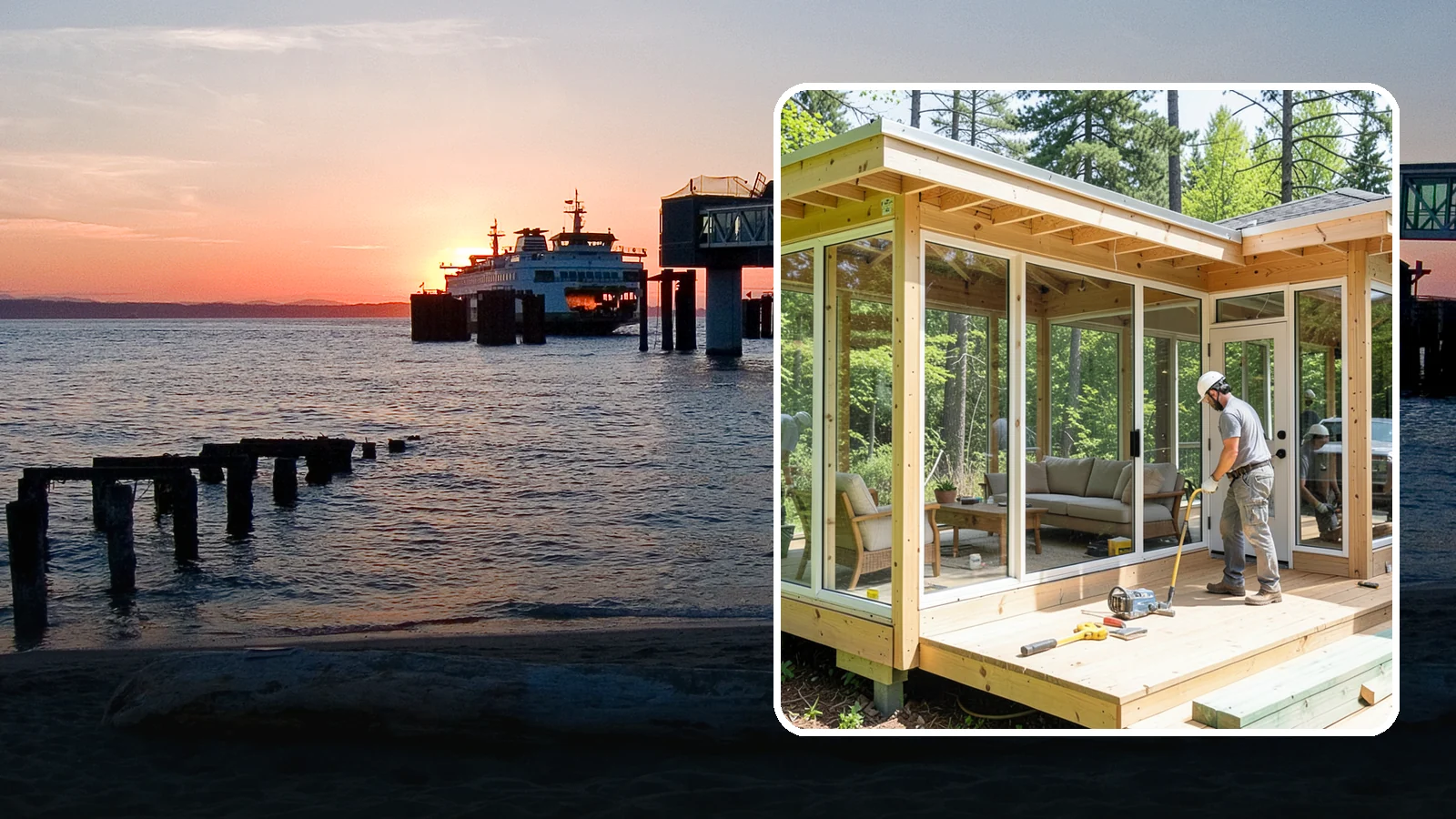 Sunroom Construction in Edmonds, Snohomish County, WA - A glass-walled room addition that brings natural light and outdoor views indoors.
