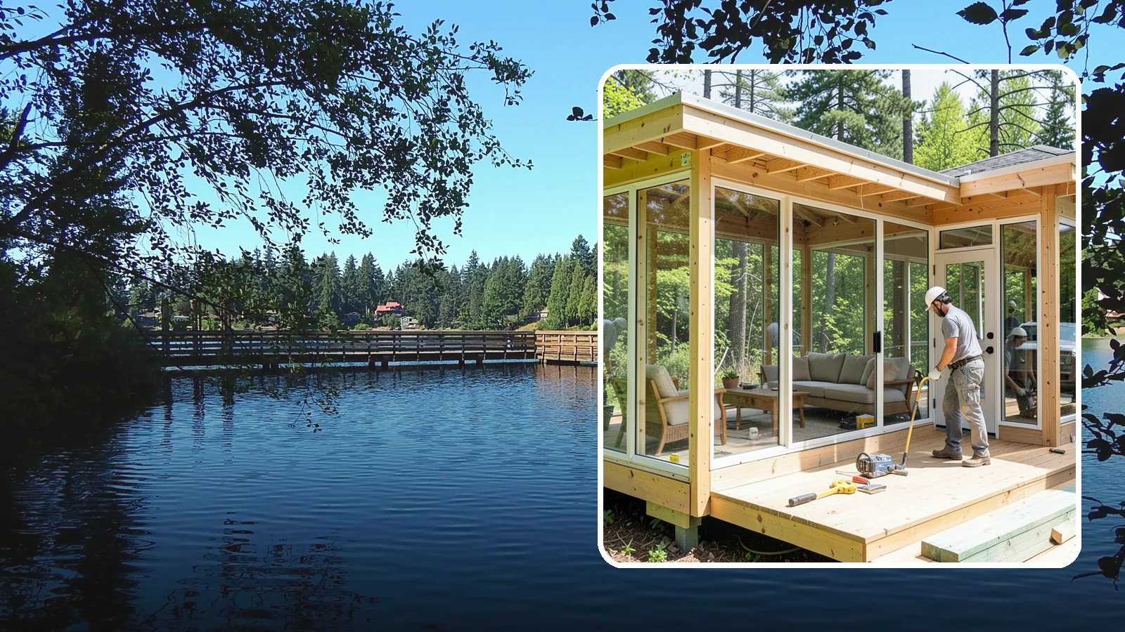 Sunroom Construction in Federal Way, King County, WA - A glass-walled room addition that brings natural light and outdoor views indoors.