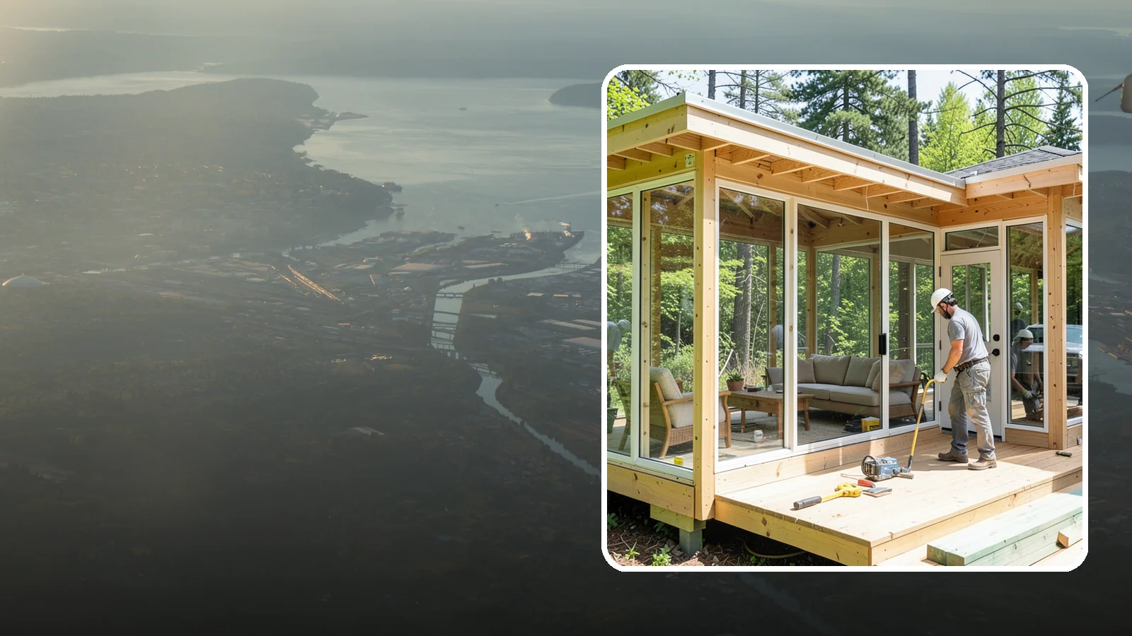 Sunroom Construction in Fife, Pierce County, WA - A glass-walled room addition that brings natural light and outdoor views indoors.