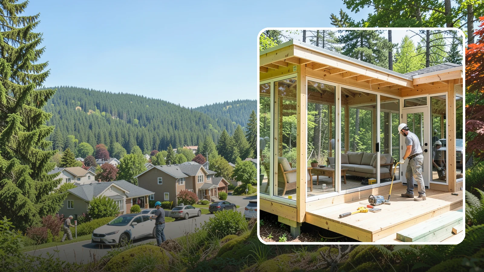 Sunroom Construction in Index, Snohomish County, WA - A glass-walled room addition that brings natural light and outdoor views indoors.