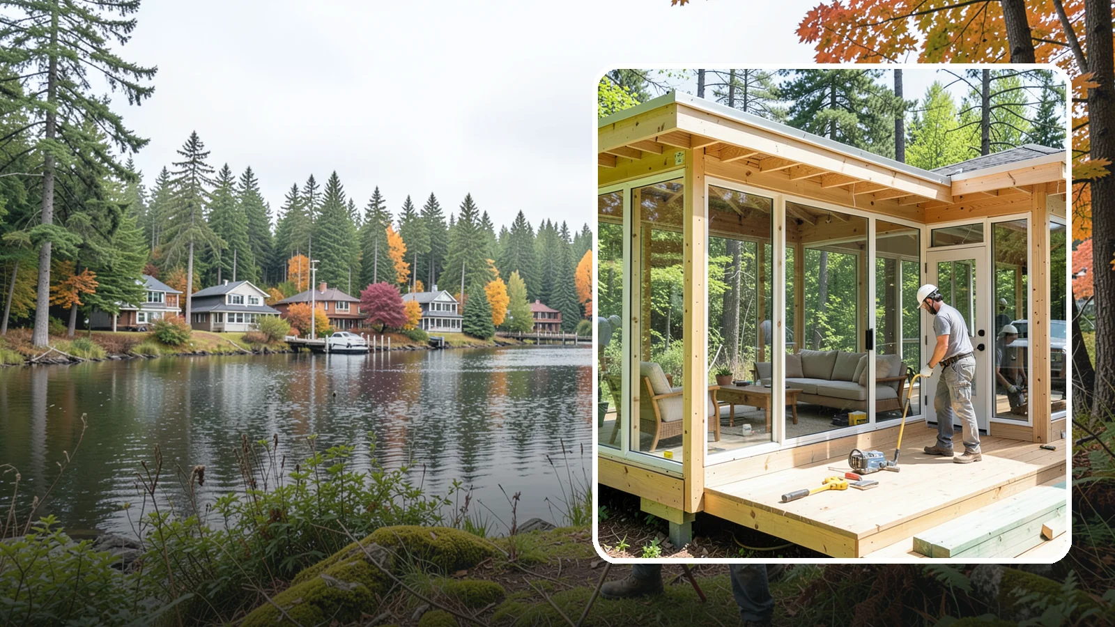 Sunroom Construction in La Conner, Skagit County, WA - A glass-walled room addition that brings natural light and outdoor views indoors.