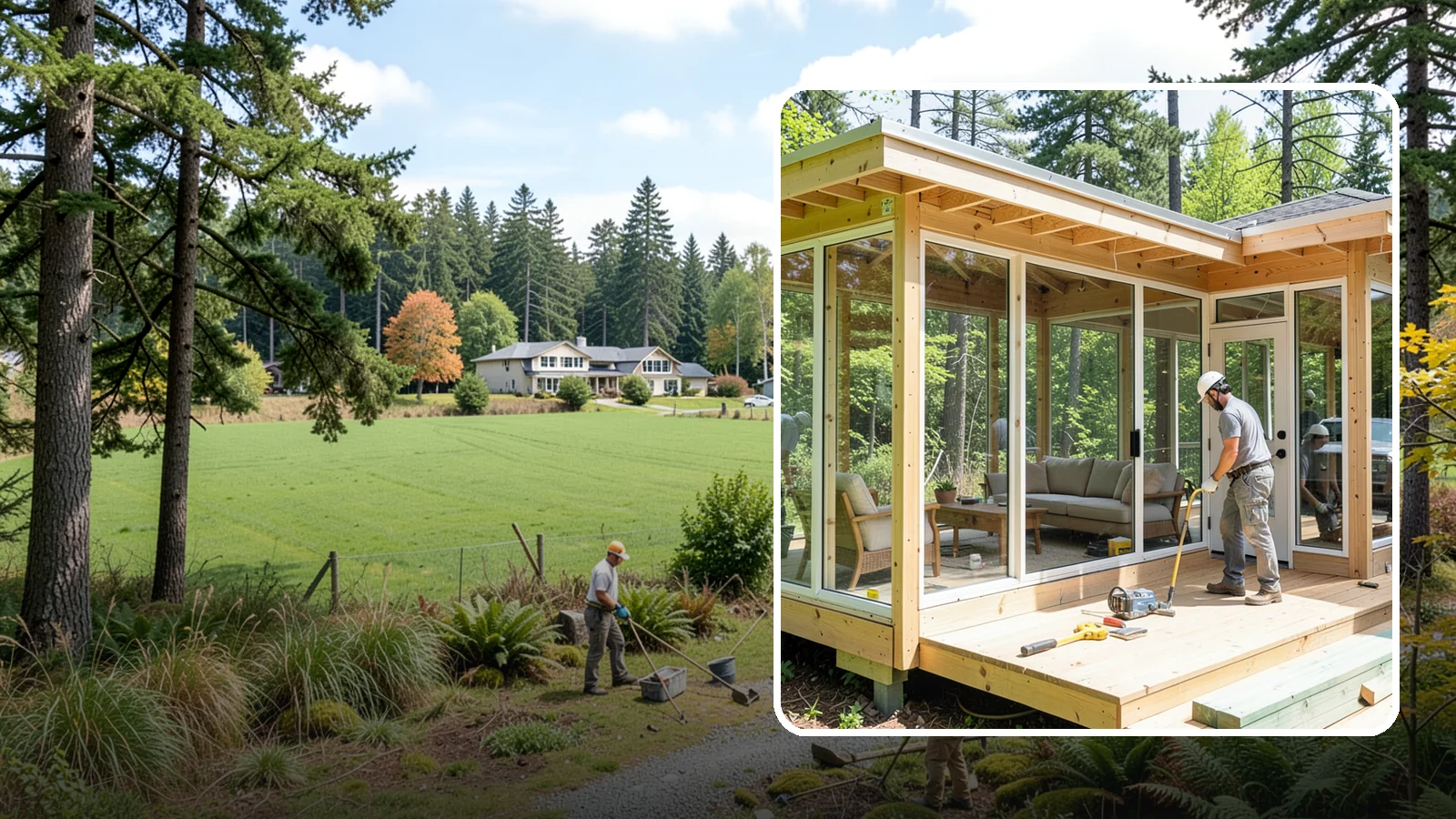 Sunroom Construction in Lyman, Skagit County, WA - A glass-walled room addition that brings natural light and outdoor views indoors.
