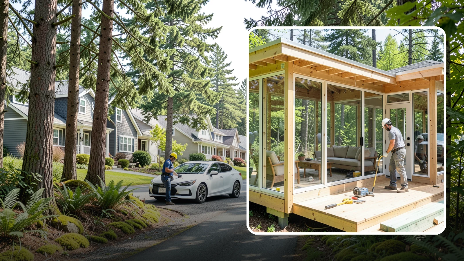 Sunroom Construction in Normandy Park, King County, WA - A glass-walled room addition that brings natural light and outdoor views indoors.