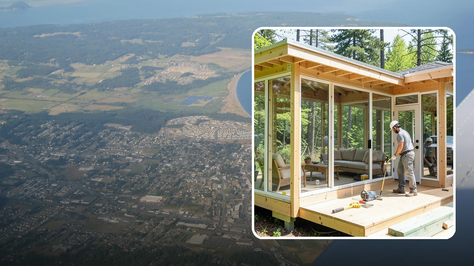 Sunroom Construction in Oak Harbor, Island County, WA - A glass-walled room addition that brings natural light and outdoor views indoors.