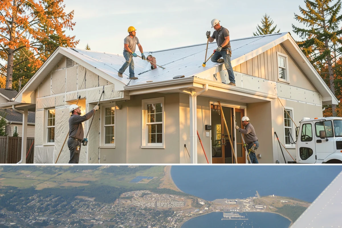 Sunroom Construction in Oak Harbor, Island County, WA - Building in the drier months lets us open the wall to your home and close in the new structure without weather delays.