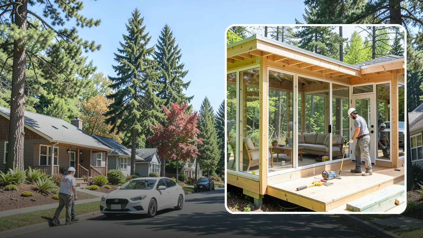 Sunroom Construction in Orting, Pierce County, WA - A glass-walled room addition that brings natural light and outdoor views indoors.