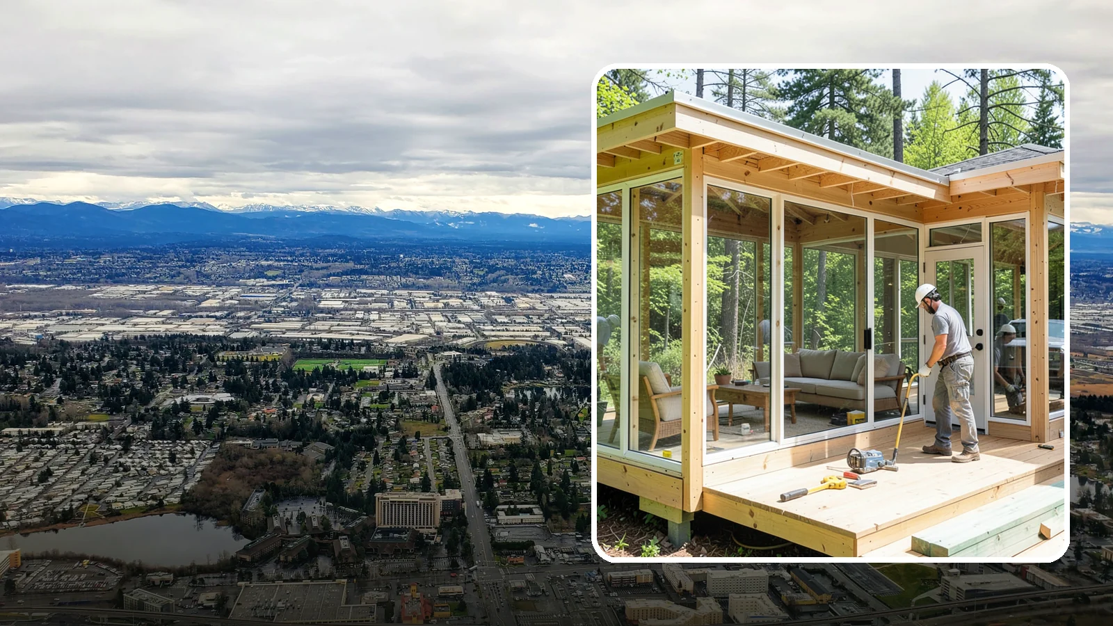 Sunroom Construction in SeaTac, King County, WA - A glass-walled room addition that brings natural light and outdoor views indoors.
