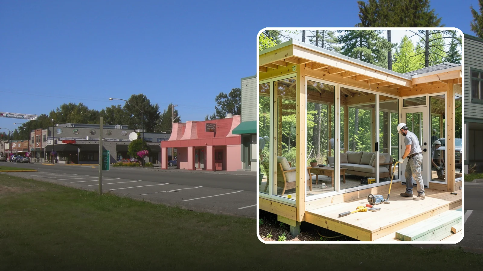 Sunroom Construction in Snoqualmie, King County, WA - A glass-walled room addition that brings natural light and outdoor views indoors.