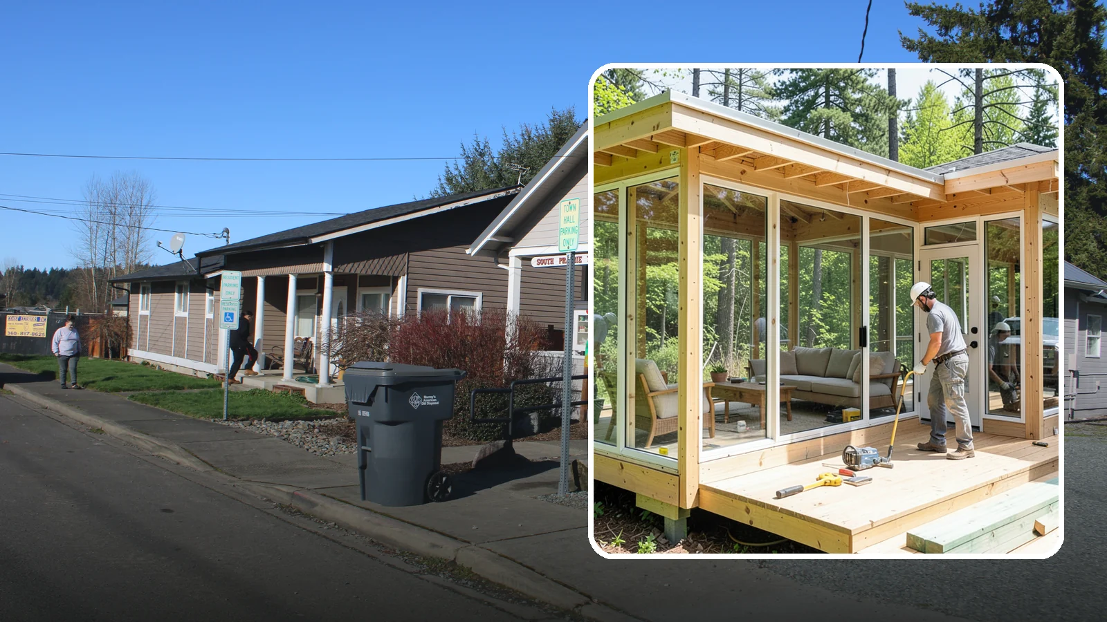 Sunroom Construction in South Prairie, Pierce County, WA - A glass-walled room addition that brings natural light and outdoor views indoors.