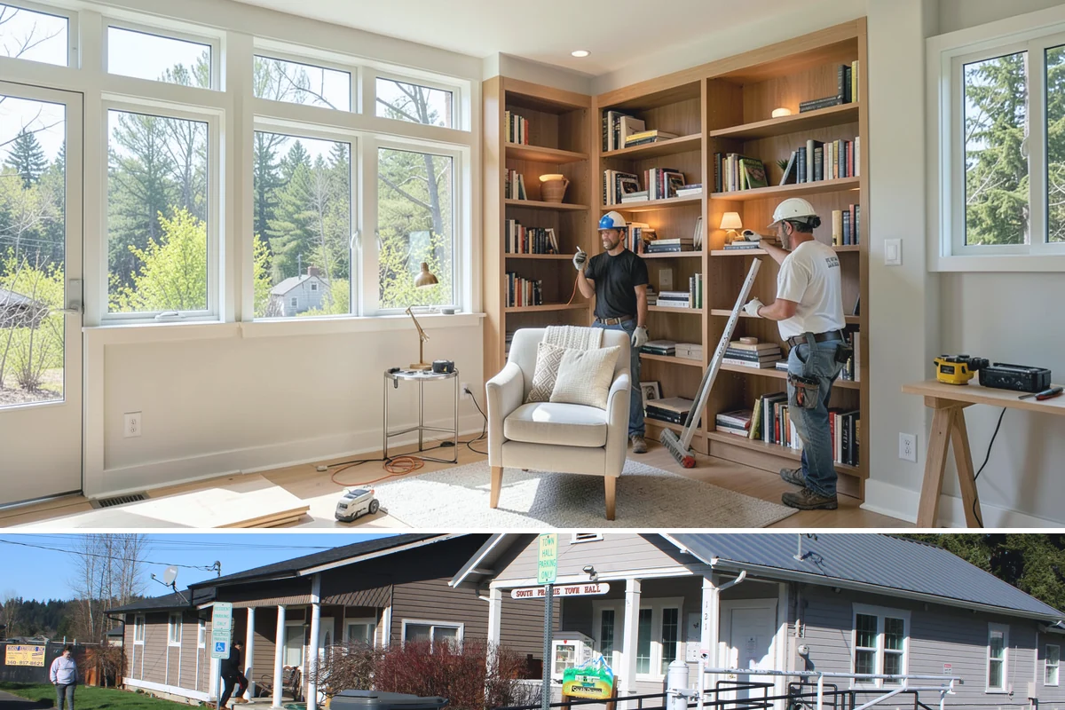 Sunroom Construction in South Prairie, Pierce County, WA - Building in the drier months lets us open the wall to your home and close in the new structure without weather delays.