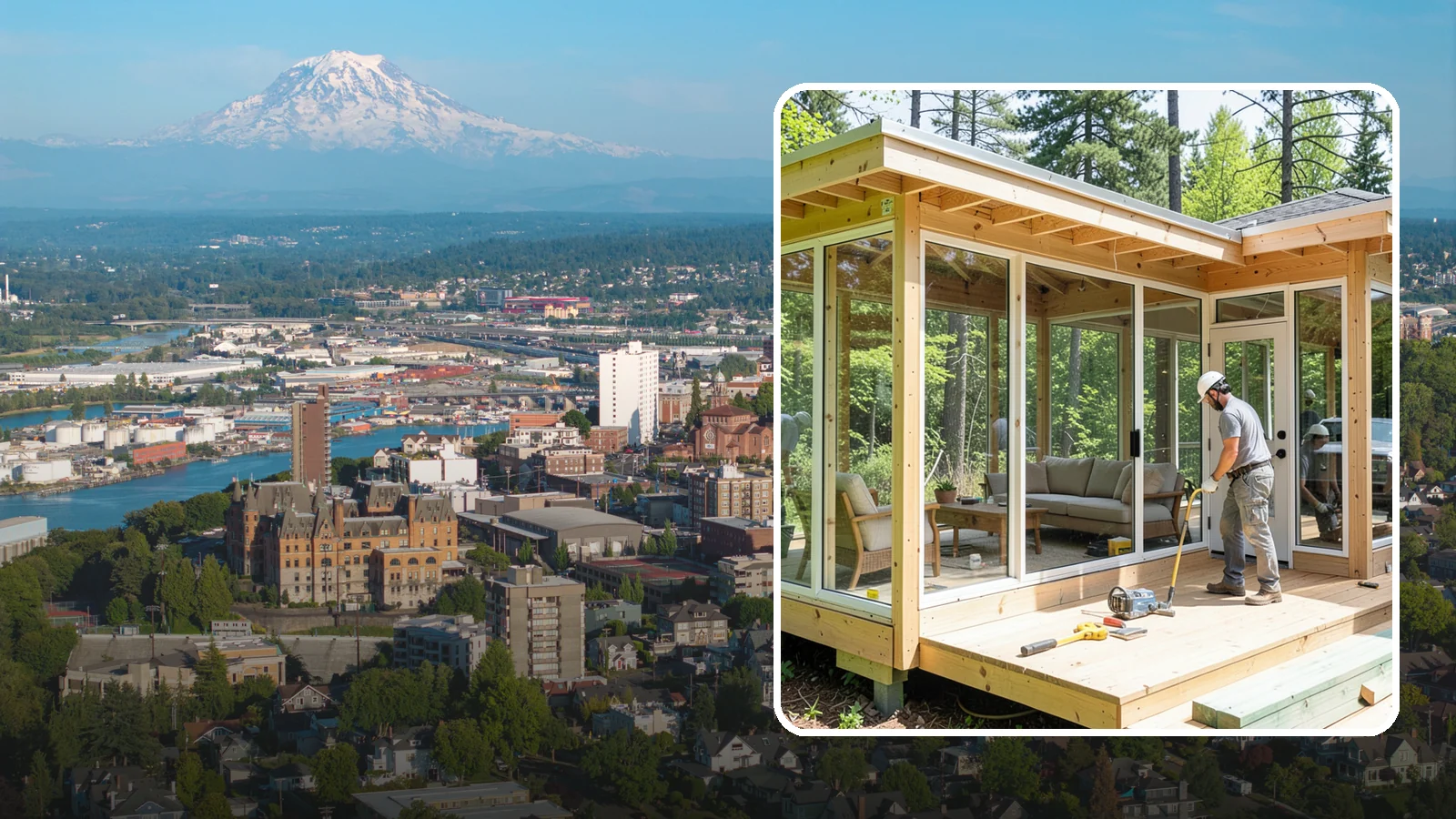 Sunroom Construction in Tacoma, Pierce County, WA - A glass-walled room addition that brings natural light and outdoor views indoors.