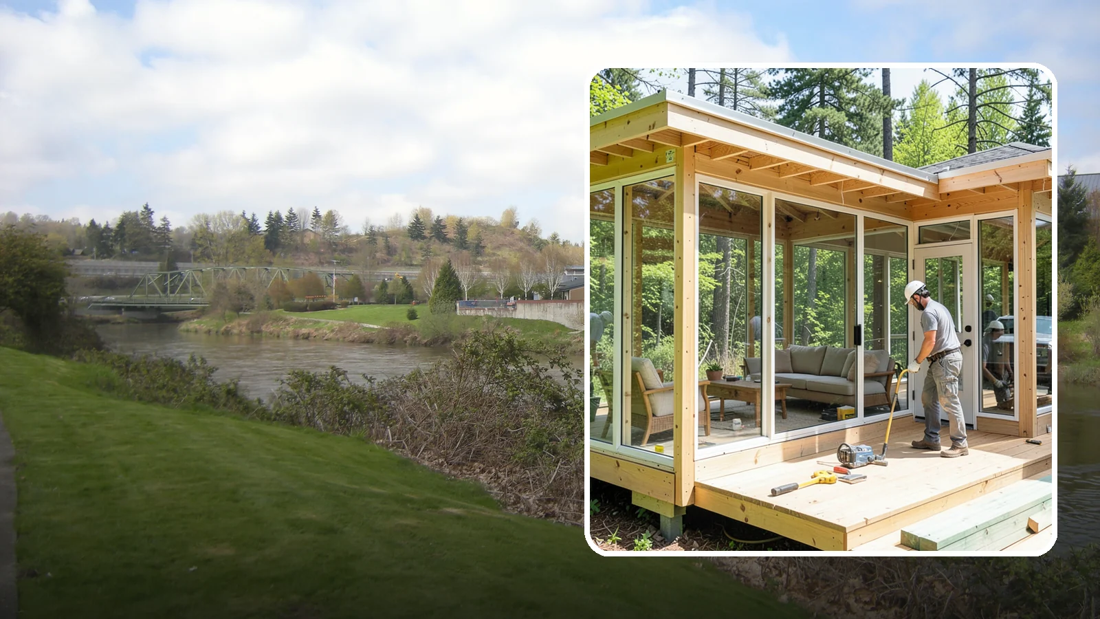 Sunroom Construction in Tukwila, King County, WA - A glass-walled room addition that brings natural light and outdoor views indoors.
