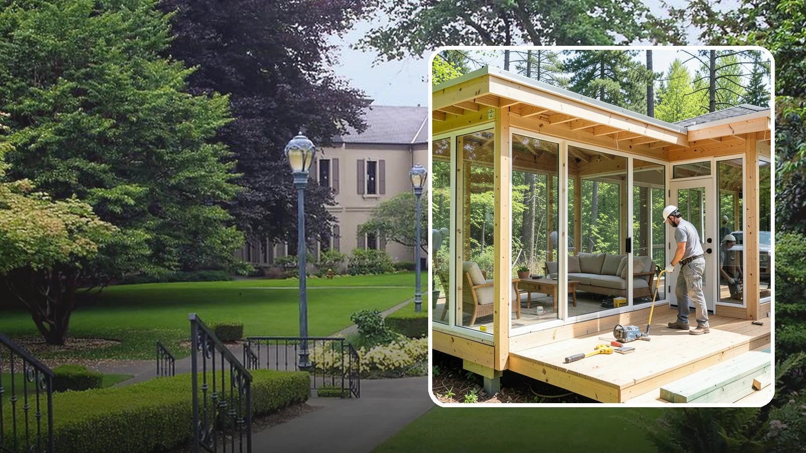 Sunroom Construction in Woodinville, King County, WA - A glass-walled room addition that brings natural light and outdoor views indoors.