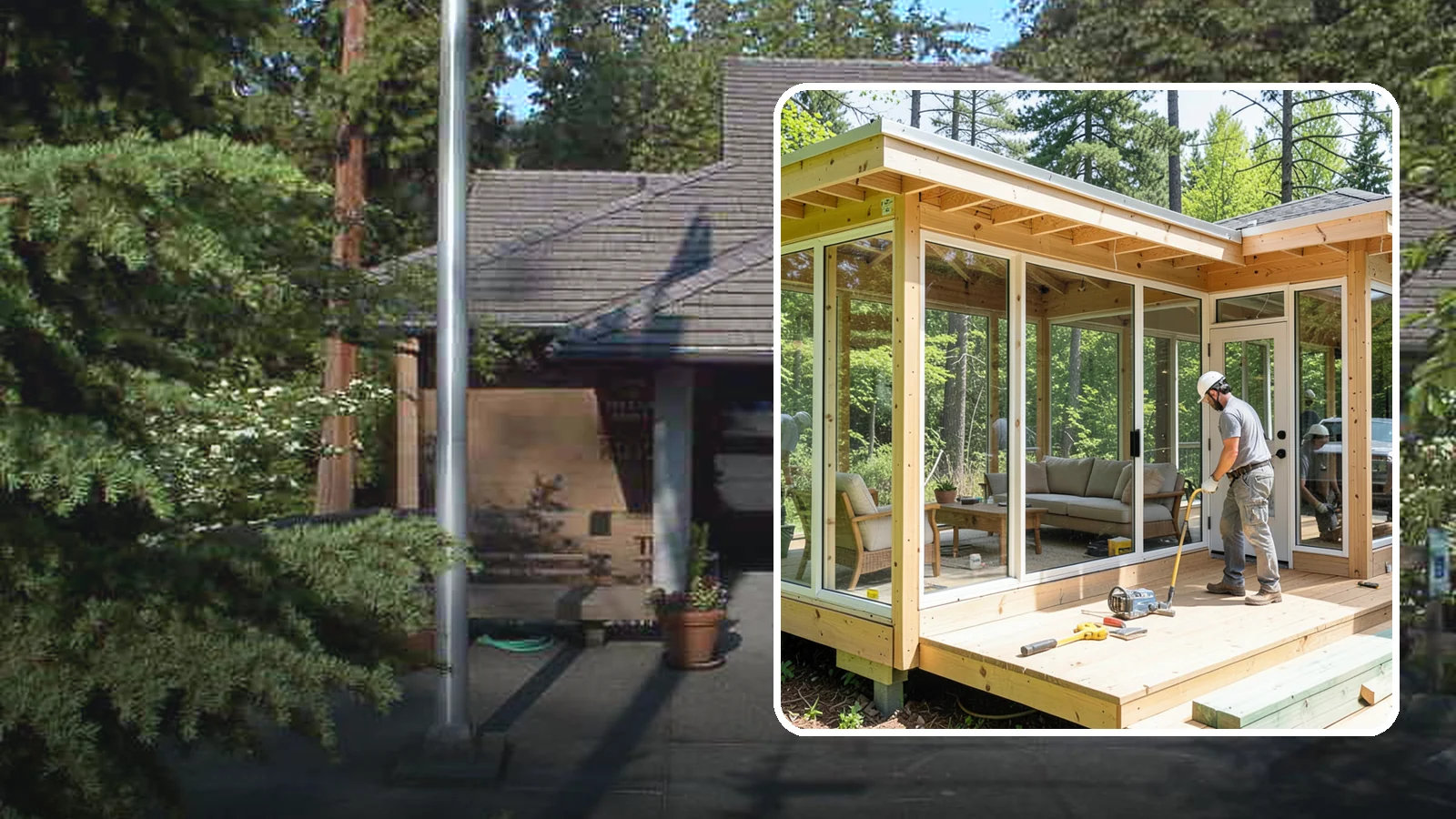 Sunroom Construction in Yarrow Point, King County, WA - A glass-walled room addition that brings natural light and outdoor views indoors.